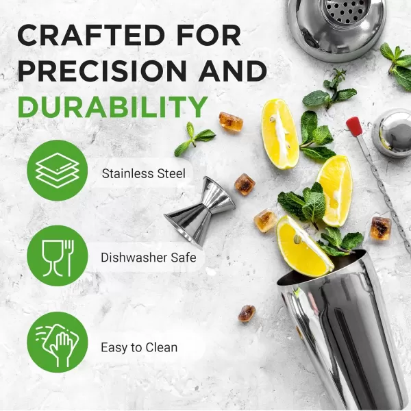 imageNutriChef Mixology Bartender Cocktail Shaker Set  Includes 15 ampamp 30 oz Stainless Steel Shakers 6 Bottle Pourers ampamp More  Essential Martini Making Kit  Drink Mixing Set  15 Piece Cocktail Bar Set3 Piece set