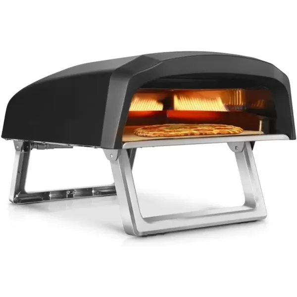 imageNutriChef Portable Outdoor Gas Pizza Oven  Includes Foldable Feet Adjustable Heat Control Dial Burner Stone ampamp Regulator Hose  Cooks 12quot Pizza in 60 Seconds  2524 x 1614 x 1240 INGas Oven