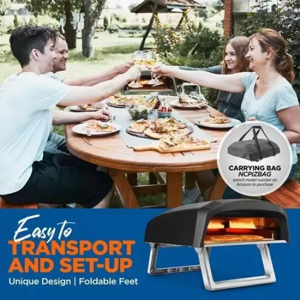 imageNutriChef Portable Outdoor Gas Pizza Oven  Includes Foldable Feet Adjustable Heat Control Dial Burner Stone ampamp Regulator Hose  Cooks 12quot Pizza in 60 Seconds  2524 x 1614 x 1240 INGas Oven