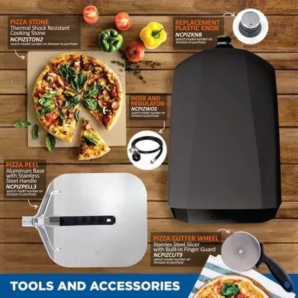 imageNutriChef Portable Outdoor Gas Pizza Oven  Includes Foldable Feet Adjustable Heat Control Dial Burner Stone ampamp Regulator Hose  Cooks 12quot Pizza in 60 Seconds  2524 x 1614 x 1240 INGas Oven