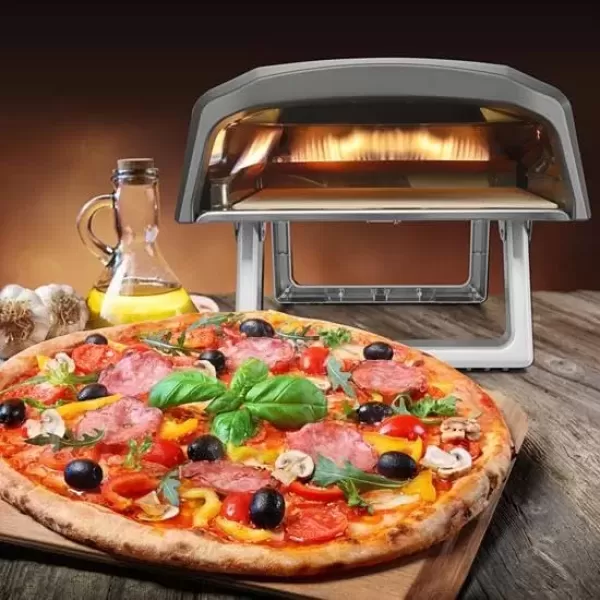 imageNutriChef Portable Outdoor Gas Pizza Oven  Includes Foldable Feet Adjustable Heat Control Dial Burner Stone ampamp Regulator Hose  Cooks 12quot Pizza in 60 Seconds  2524 x 1614 x 1240 INGas Oven