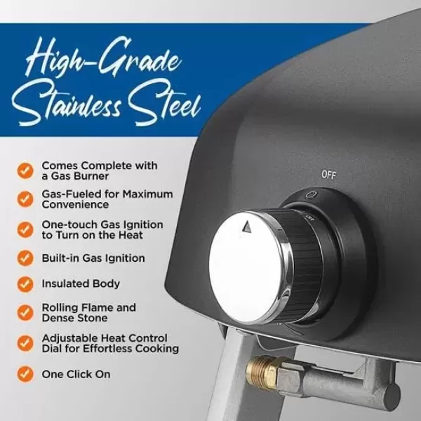 imageNutriChef Portable Outdoor Gas Pizza Oven  Includes Foldable Feet Adjustable Heat Control Dial Burner Stone ampamp Regulator Hose  Cooks 12quot Pizza in 60 Seconds  2524 x 1614 x 1240 INGas Oven