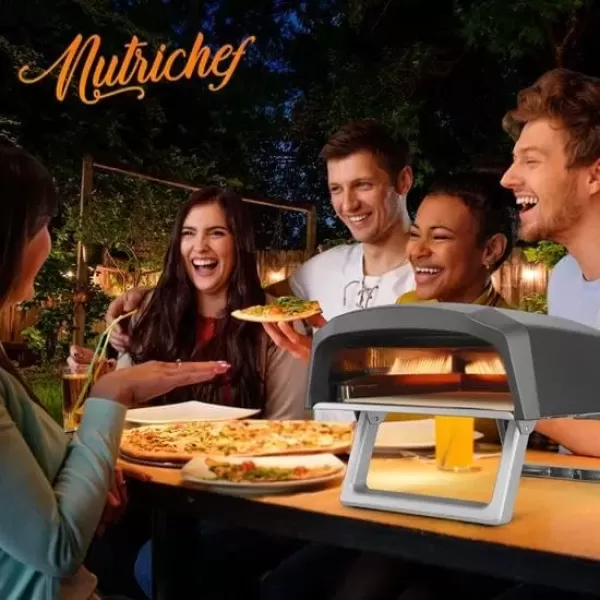imageNutriChef Portable Outdoor Gas Pizza Oven  Includes Foldable Feet Adjustable Heat Control Dial Burner Stone ampamp Regulator Hose  Cooks 12quot Pizza in 60 Seconds  2524 x 1614 x 1240 INGas Oven
