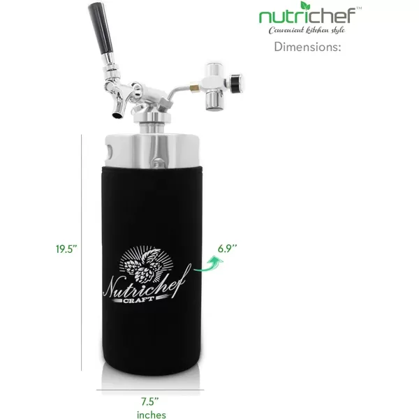 imageNutriChef Pressurized Growler Tap System  128oz Stainless Steel Homebrew Mini Keg Dispenser Portable Kegerator Kit  Co2 Pressure Regulator Keeps Carbonation for Craft Beer Draft 