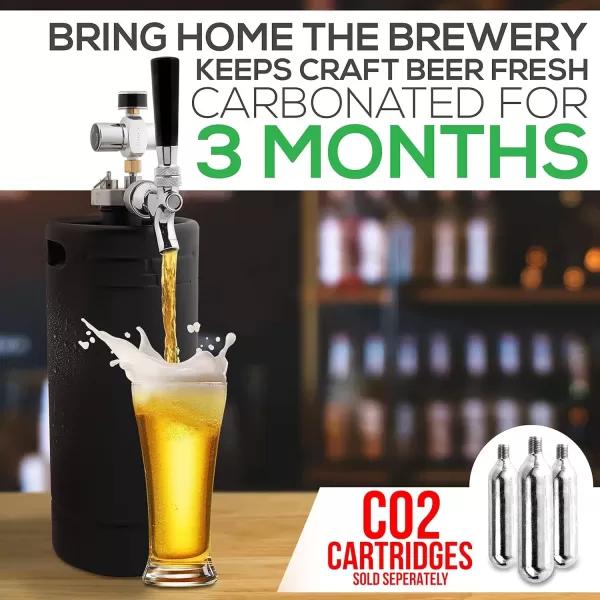 imageNutriChef Pressurized Growler Tap System 128oz Powder Coated Mini Keg Dispenser Portable Kegerator Kit Co2 Pressure Regulator Keeps Carbonation for Craft Beer Draft and Homebrew
