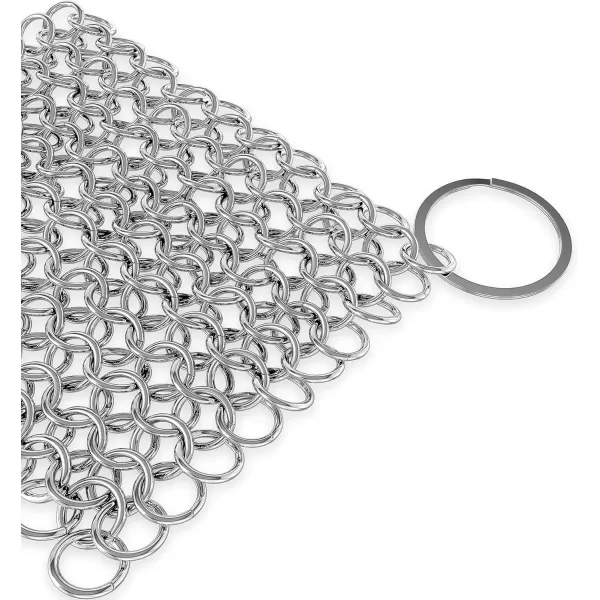 imageNutriChef Stainless Steel Cast Iron Cleaner394quotx394quot Rustproof Dishwasher Safe Chainmail Metal Scraper Cleaning Tool for Preseasoned Pans Pot Dutch Oven Black