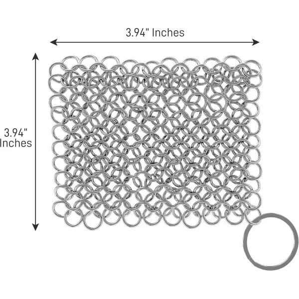 imageNutriChef Stainless Steel Cast Iron Cleaner394quotx394quot Rustproof Dishwasher Safe Chainmail Metal Scraper Cleaning Tool for Preseasoned Pans Pot Dutch Oven Black
