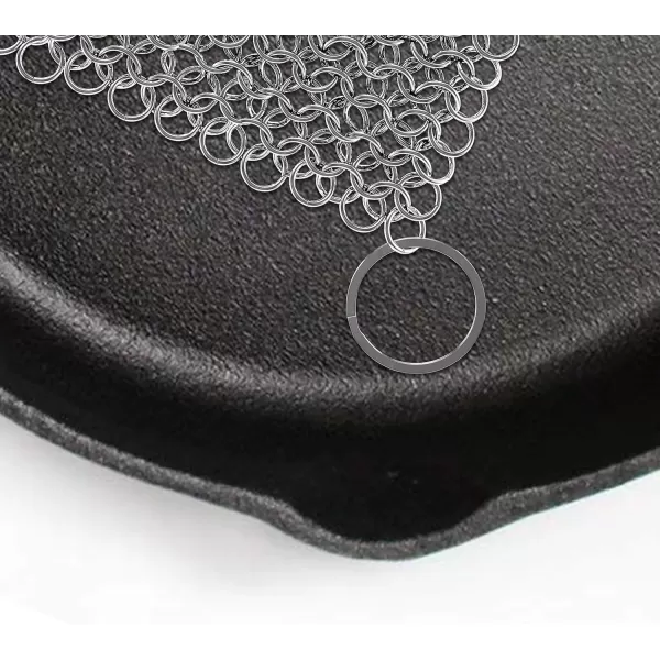 imageNutriChef Stainless Steel Cast Iron Cleaner394quotx394quot Rustproof Dishwasher Safe Chainmail Metal Scraper Cleaning Tool for Preseasoned Pans Pot Dutch Oven Black