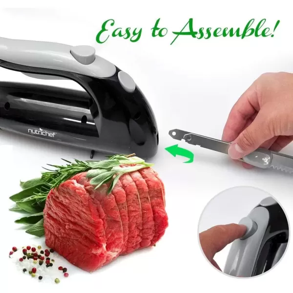 imageNutriChef Upgraded Premium Electric Knife  89quot Carving Knife Serrated Blades Lightweight Ergonomic Design Easy Grip Easy Blade Removal Great For Thanksgiving Meat ampamp Cheese Black  PKELKN8