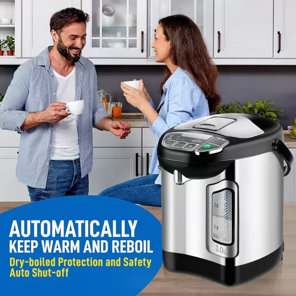 imageNutriChefKitchen Electric Water Boiler and Warmer  3L317 Qt Stainless Steel Electric Hot Water Dispenser wRotating Base Auto Shut Off Safety Lock Instant Heating for Coffee ampamp Tea NCHUB1332 Quarts