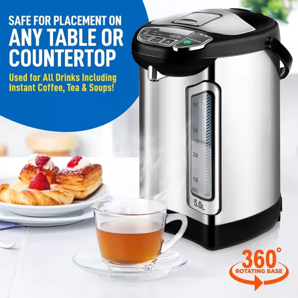 imageNutriChefKitchen Electric Water Boiler and Warmer  3L317 Qt Stainless Steel Electric Hot Water Dispenser wRotating Base Auto Shut Off Safety Lock Instant Heating for Coffee ampamp Tea NCHUB1353 Quarts