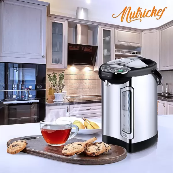 imageNutriChefKitchen Electric Water Boiler and Warmer  3L317 Qt Stainless Steel Electric Hot Water Dispenser wRotating Base Auto Shut Off Safety Lock Instant Heating for Coffee ampamp Tea NCHUB1353 Quarts