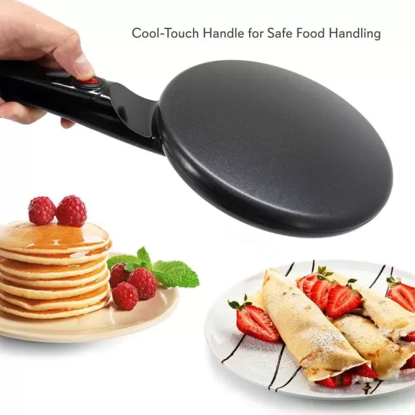 imageNutrichef Electric Crepe Maker  8inch Nonstick Cooktop with OnOff Switch  Cooks Roti Tortillas ampamp Pancakes  Automatic Temperature Control ampamp Cool Touch Handle  Includes Food Bowl Whisk ampamp SpatulaDark Gray