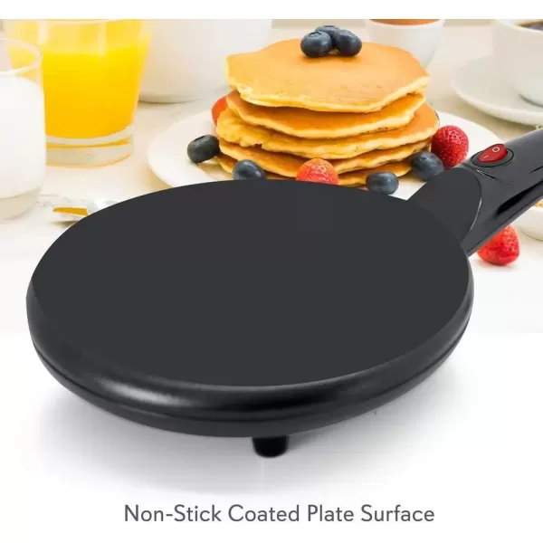 imageNutrichef Electric Crepe Maker  8inch Nonstick Cooktop with OnOff Switch  Cooks Roti Tortillas ampamp Pancakes  Automatic Temperature Control ampamp Cool Touch Handle  Includes Food Bowl Whisk ampamp SpatulaDark Gray