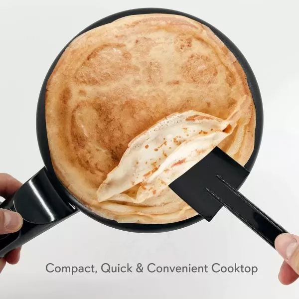 imageNutrichef Electric Crepe Maker  8inch Nonstick Cooktop with OnOff Switch  Cooks Roti Tortillas ampamp Pancakes  Automatic Temperature Control ampamp Cool Touch Handle  Includes Food Bowl Whisk ampamp SpatulaDark Gray