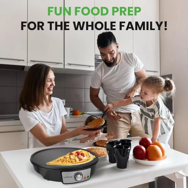 imageNutrichef Electric Crepe Maker Pan ampamp Griddle  12 Inch Nonstick Cooktop LED Indicators ampamp Adjustable Temperature Control Includes Spatula Batter Spreader Cooks Crepes Roti ampamp Pancakes