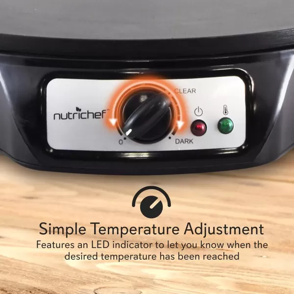 imageNutrichef Electric Crepe Maker ampamp Griddle Cooktop  Nonstick 12 Inch Aluminum Hot Plate with LED Indicator Lights ampamp Adjustable Temperature Control  Wooden Spatula ampamp Batter Spreader IncludedDetachable