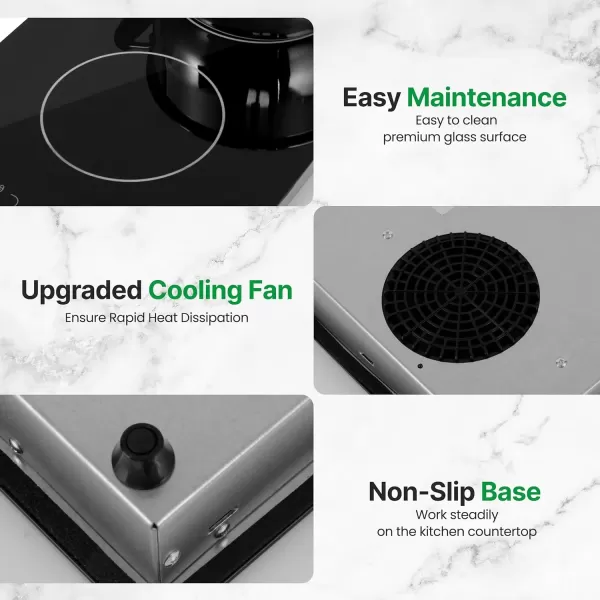 imageNutrichef Induction Cooktop  2 Glass Induction Burner Zones  Adjustable Temperature Settings  1800W Electric Induction Cooker  Digital Touch Sensors  Induction Hot plate  2047 X 1142 Inches