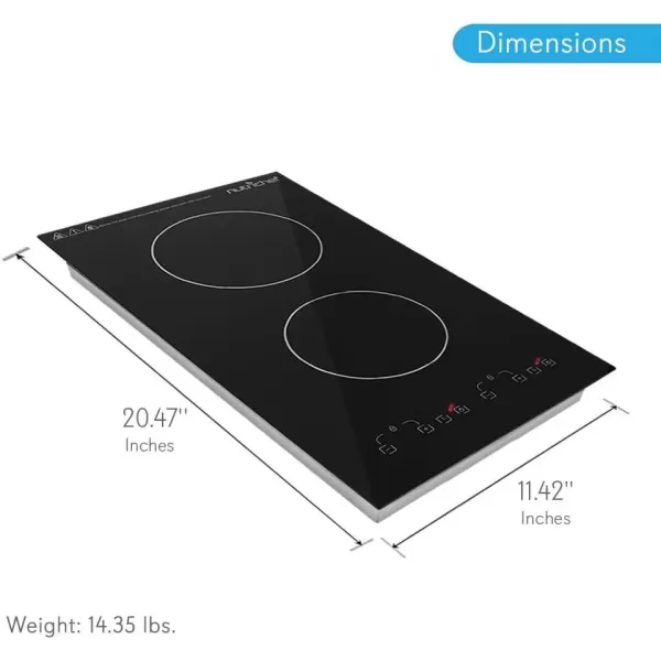 imageNutrichef Induction Cooktop  2 Glass Induction Burner Zones  Adjustable Temperature Settings  1800W Electric Induction Cooker  Digital Touch Sensors  Induction Hot plate  2047 X 1142 Inches