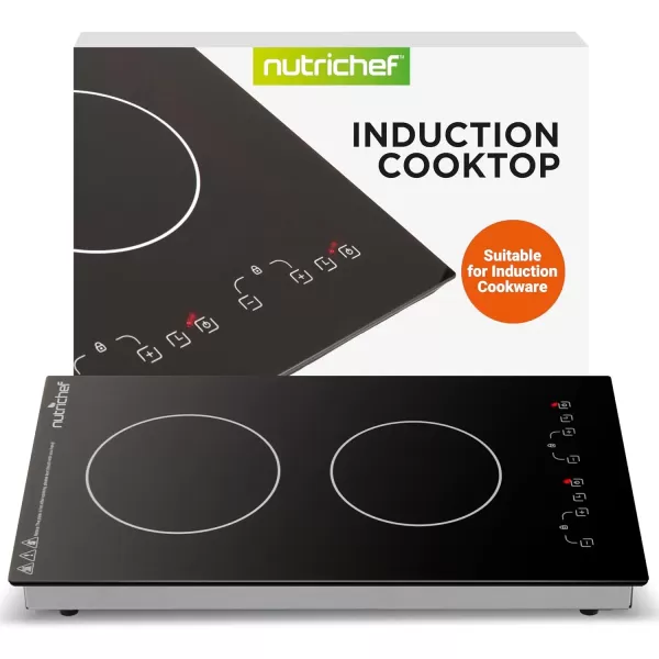 imageNutrichef Induction Cooktop  2 Glass Induction Burner Zones  Adjustable Temperature Settings  1800W Electric Induction Cooker  Digital Touch Sensors  Induction Hot plate  2047 X 1142 Inches