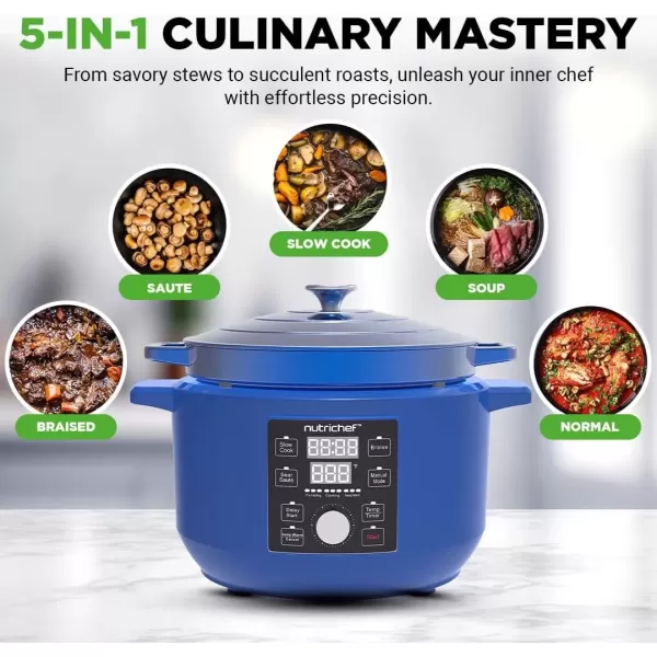 image6 Quart Electric Dutch Oven  1500W 5in1 Enamel Coated Cast Iron Pot with Stainless Steel Lid  Precise Temperature Control  Includes 2 Silicone Pot Holders ampamp Heat Resistant Pad  RedBlue