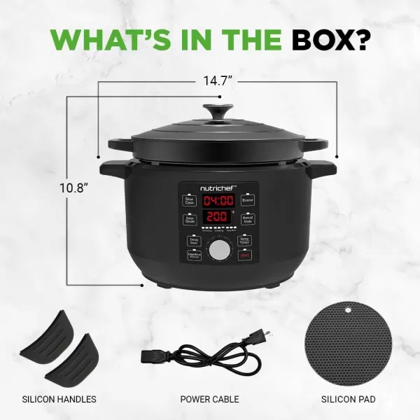 image6 Quart Electric Dutch Oven  1500W 5in1 Enamel Coated Cast Iron Pot with Stainless Steel Lid  Precise Temperature Control  Includes 2 Silicone Pot Holders ampamp Heat Resistant Pad  RedBlack