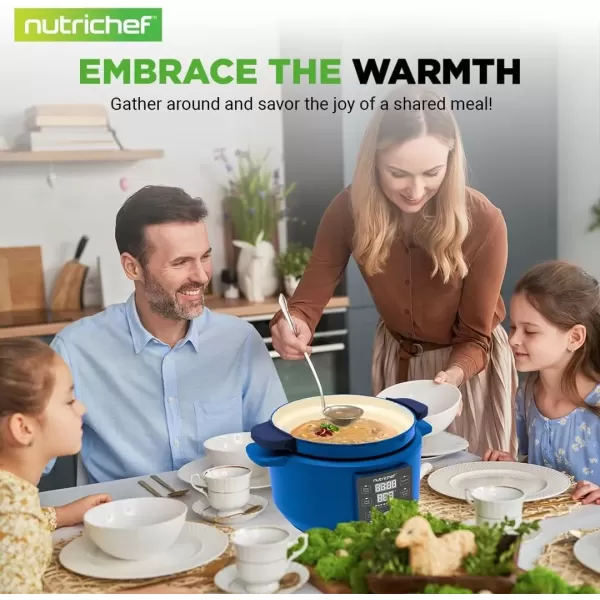 image6 Quart Electric Dutch Oven  1500W 5in1 Enamel Coated Cast Iron Pot with Stainless Steel Lid  Precise Temperature Control  Includes 2 Silicone Pot Holders ampamp Heat Resistant Pad  RedBlue