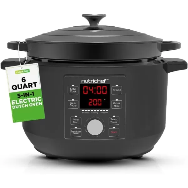 image6 Quart Electric Dutch Oven  1500W 5in1 Enamel Coated Cast Iron Pot with Stainless Steel Lid  Precise Temperature Control  Includes 2 Silicone Pot Holders ampamp Heat Resistant Pad  RedBlack