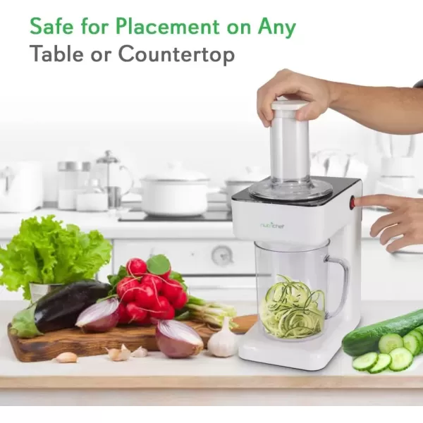 imageElectric Food Spiralizer  3in1 Food Processor Salad Shooter Spiral Shredder Dishwasher Safe Removable Parts Includes Switchable Cutting Blades ampamp Electronic Plugin Design  NutriChef