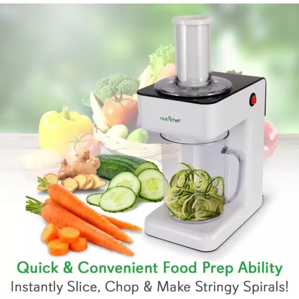 imageElectric Food Spiralizer  3in1 Food Processor Salad Shooter Spiral Shredder Dishwasher Safe Removable Parts Includes Switchable Cutting Blades ampamp Electronic Plugin Design  NutriChef