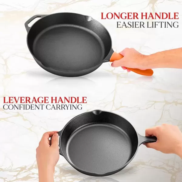 imageNutriChef  NCCI10 NutriChef PreSeasoned Cast Iron Fry Pan with Glass Lid ampamp Silicone Handle 10 inch BlackBlack