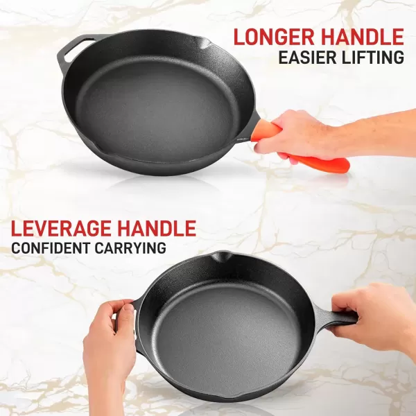 imageNutriChef  NCCI10 NutriChef PreSeasoned Cast Iron Fry Pan with Glass Lid ampamp Silicone Handle 10 inch BlackBlack