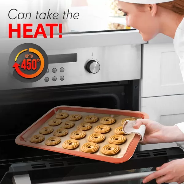 imageNutriChef 10Piece NonStick Baking Pans Set  Deluxe Carbon Steel Bakeware Set w Cookie Sheets Muffin Pan Roasting Pan Cake Pan Baking Tray Pizza Pan  Easy to Clean BlackCopper