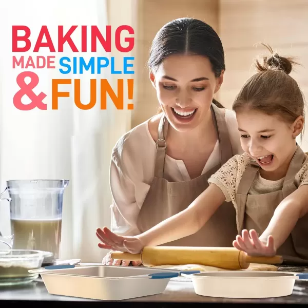 imageNutriChef 10Piece Nonstick Bakeware Set  Premium Carbon Steel Baking Trays wHeatsafe Silicone Handles Includes Pizza Crisper Loaf Pan 12 ampamp 24 Cup Muffin Pans RoundSquare Pans Cookie Sheets10 Piece Set