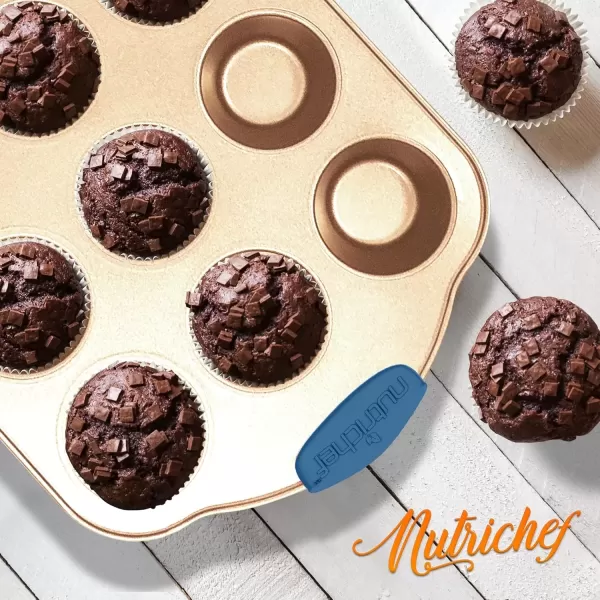 imageNutriChef 10Piece Nonstick Bakeware Set  Premium Carbon Steel Baking Trays wHeatsafe Silicone Handles Includes Pizza Crisper Loaf Pan 12 ampamp 24 Cup Muffin Pans RoundSquare Pans Cookie Sheets10 Piece Set