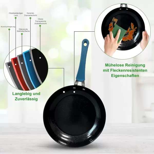 imageNutriChef 11 Pc Pots and Pans Set Non Stick Cookware with Ceramic Coating Ergonomic Handles Induction Ready Includes Saucepan Dutch Oven Large ampamp Small Fry Pans Royal BlueRoyal Blue