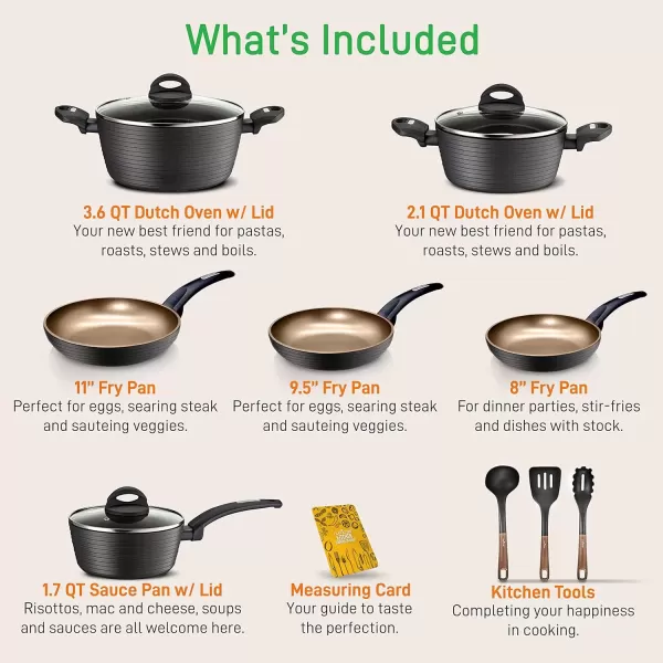 imageNutriChef 12Pc Blue Nonstick Cookware Set  Professional Pots ampamp Pans with Durable Coating All Cooktops Compatible Including InductionGray