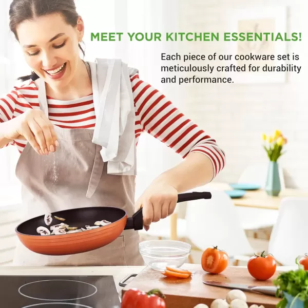 imageNutriChef 12Piece Nonstick Kitchen Cookware Set  Professional Hard Anodized Home Kitchen Ware Pots and Pans Set Includes Saucepan Frying Pans Cooking Pots Dutch Oven Pot Lids Utensils GrayBrown