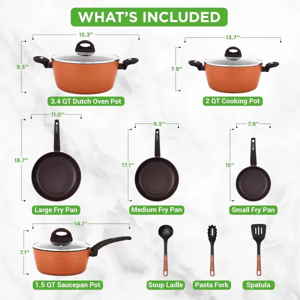 imageNutriChef 12Piece Nonstick Kitchen Cookware Set  Professional Hard Anodized Home Kitchen Ware Pots and Pans Set Includes Saucepan Frying Pans Cooking Pots Dutch Oven Pot Lids Utensils GrayBrown