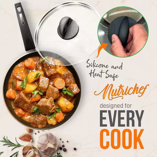 imageNutriChef 12Piece Nonstick Kitchen Cookware Set  Professional Hard Anodized Home Kitchen Ware Pots and Pans Set Includes Saucepan Frying Pans Cooking Pots Dutch Oven Pot Lids Utensils GrayGray