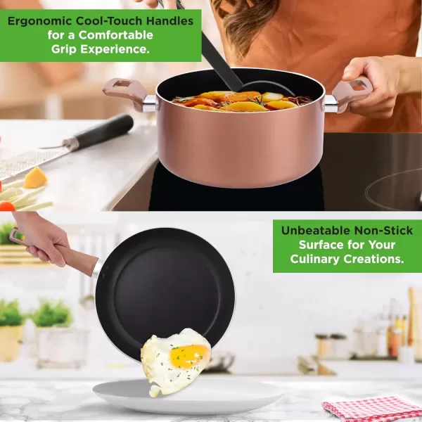 imageNutriChef 13 Pcs Nonstick Kitchen Cookware PFOAFree Heat Resistant Kitchenware Set wSaucepan Frying Pans Cooking Pots Casserole Lids ampamp Utensils Red NCCWA13RDBrown