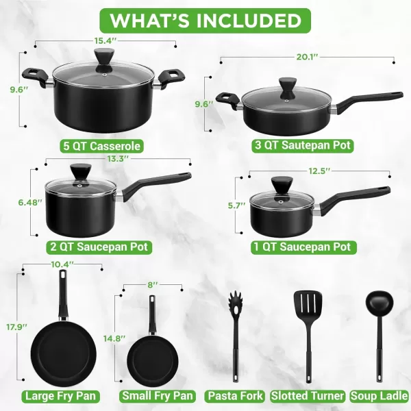 imageNutriChef 13 Pcs Nonstick Kitchen Cookware PFOAFree Heat Resistant Kitchenware Set wSaucepan Frying Pans Cooking Pots Casserole Lids ampamp Utensils Red NCCWA13RDBlack