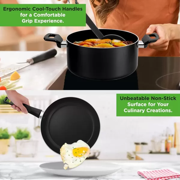 imageNutriChef 13 Pcs Nonstick Kitchen Cookware PFOAFree Heat Resistant Kitchenware Set wSaucepan Frying Pans Cooking Pots Casserole Lids ampamp Utensils Red NCCWA13RDBlack