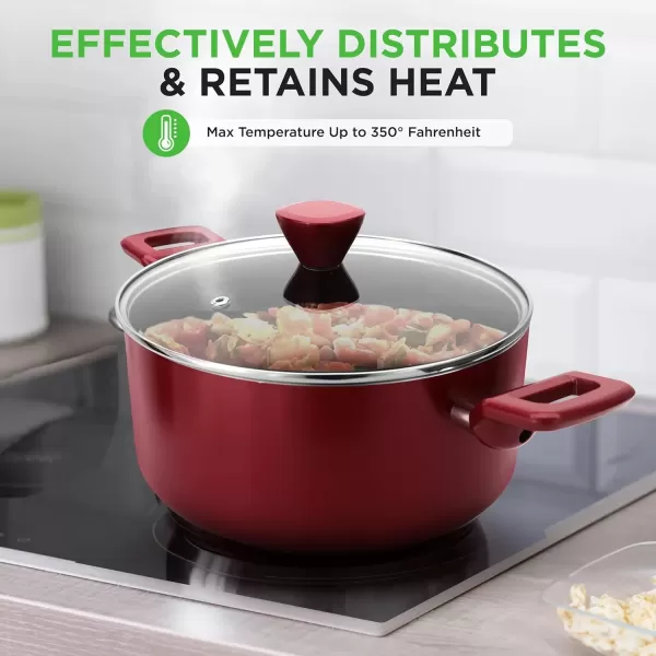 imageNutriChef 13 Pcs Nonstick Kitchen Cookware PFOAFree Heat Resistant Kitchenware Set wSaucepan Frying Pans Cooking Pots Casserole Lids ampamp Utensils Red NCCWA13RDRed