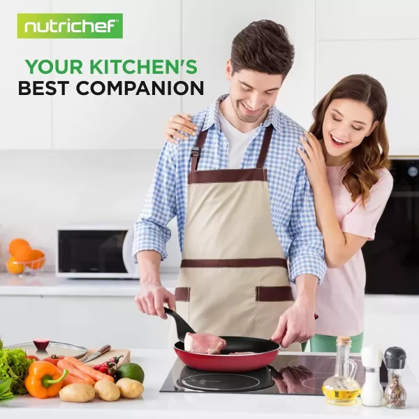 imageNutriChef 13 Pcs Nonstick Kitchen Cookware PFOAFree Heat Resistant Kitchenware Set wSaucepan Frying Pans Cooking Pots Casserole Lids ampamp Utensils Red NCCWA13RDRed