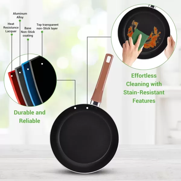 imageNutriChef 13 Pcs Nonstick Kitchen Cookware PFOAFree Heat Resistant Kitchenware Set wSaucepan Frying Pans Cooking Pots Casserole Lids ampamp Utensils Red NCCWA13RDBrown