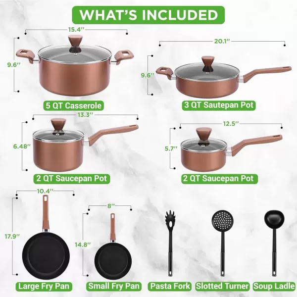 imageNutriChef 13 Pcs Nonstick Kitchen Cookware PFOAFree Heat Resistant Kitchenware Set wSaucepan Frying Pans Cooking Pots Casserole Lids ampamp Utensils Red NCCWA13RDBrown