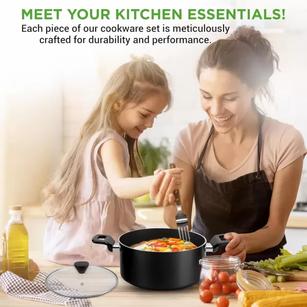 imageNutriChef 13 Pcs Nonstick Kitchen Cookware PFOAFree Heat Resistant Kitchenware Set wSaucepan Frying Pans Cooking Pots Casserole Lids ampamp Utensils Red NCCWA13RDBlack