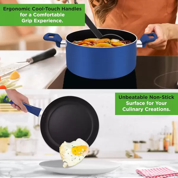 imageNutriChef 13 Pcs Nonstick Kitchen Cookware PFOAFree Heat Resistant Kitchenware Set wSaucepan Frying Pans Cooking Pots Casserole Lids ampamp Utensils Red NCCWA13RDBlue