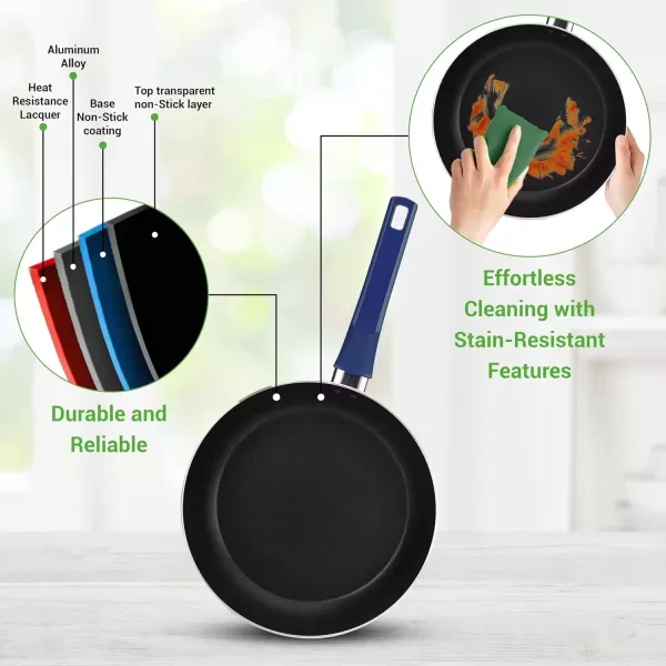 imageNutriChef 13 Pcs Nonstick Kitchen Cookware PFOAFree Heat Resistant Kitchenware Set wSaucepan Frying Pans Cooking Pots Casserole Lids ampamp Utensils Red NCCWA13RDBlue